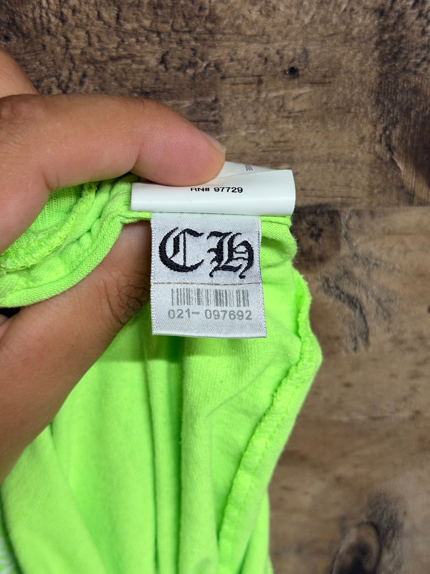 Chrome Hearts Neon Green Flames Long Sleeve Tee