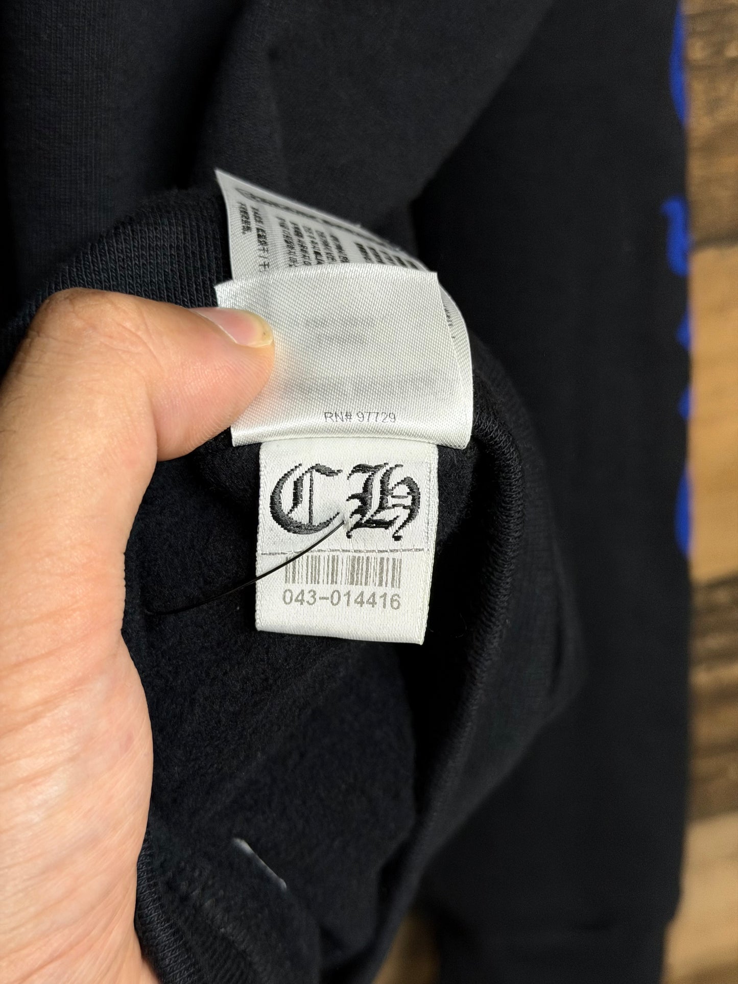 Chrome Hearts Black Blue Vertical Logo Hoodie