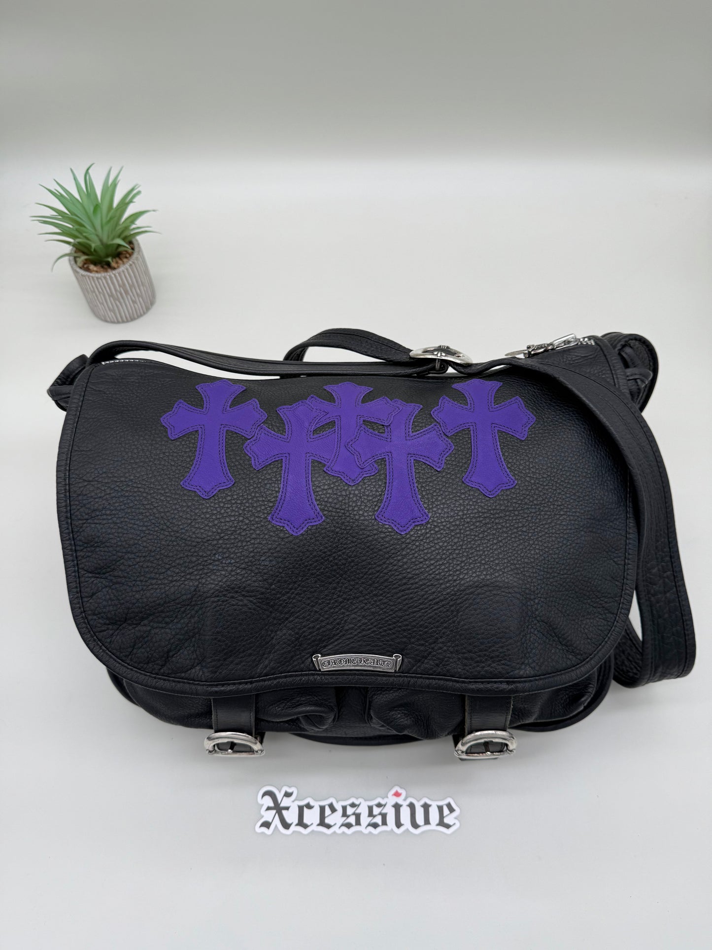 Chrome Hearts Purple Cross Patch Gunslinger Messenger Bag