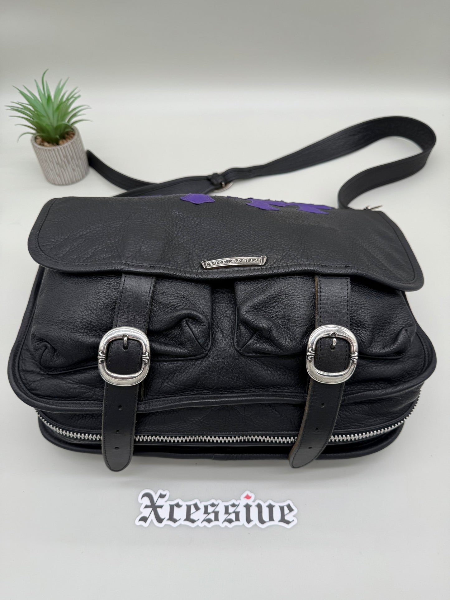 Chrome Hearts Purple Cross Patch Gunslinger Messenger Bag