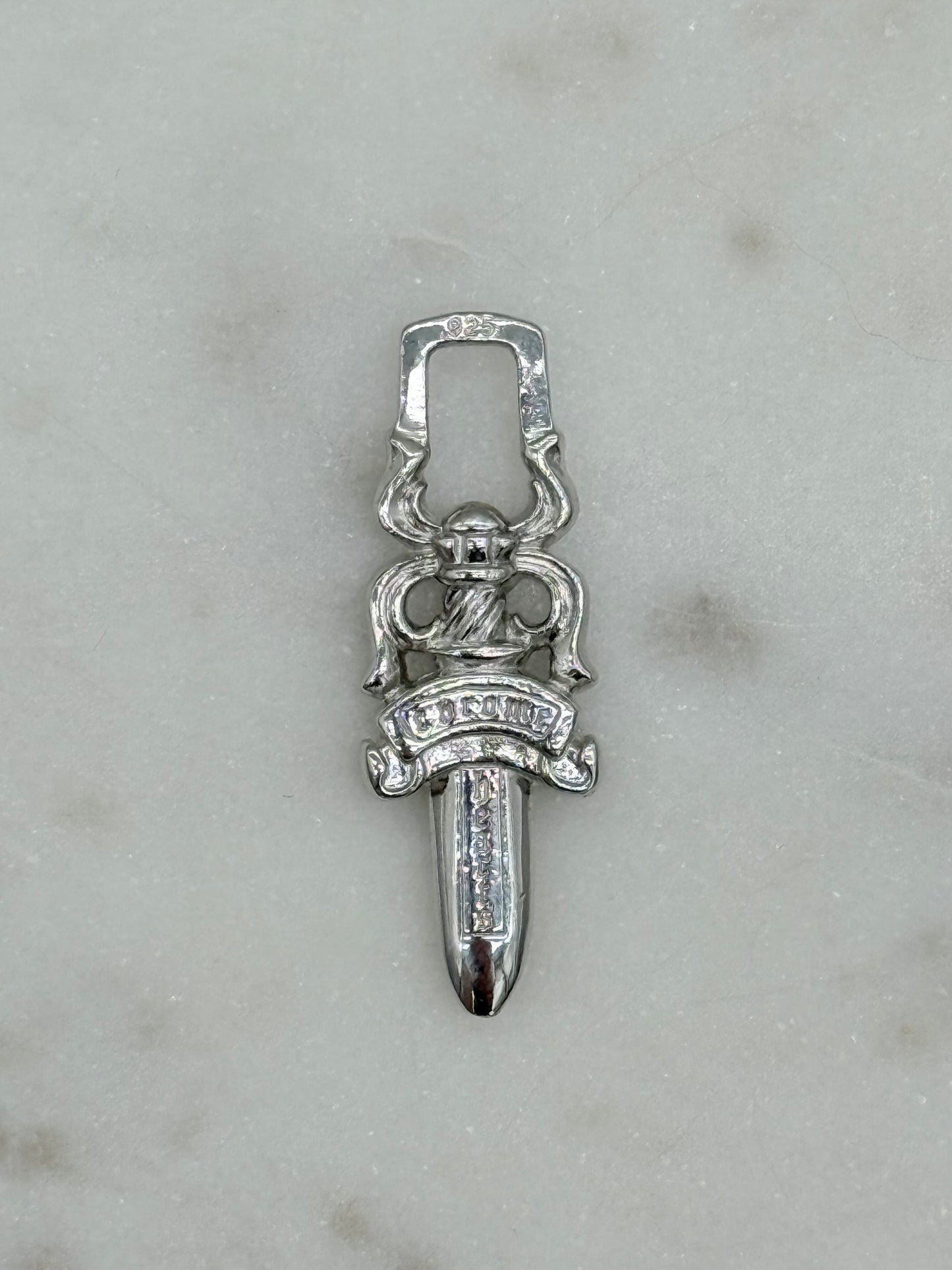 Chrome Hearts Rhodium #5 Dagger Pendant