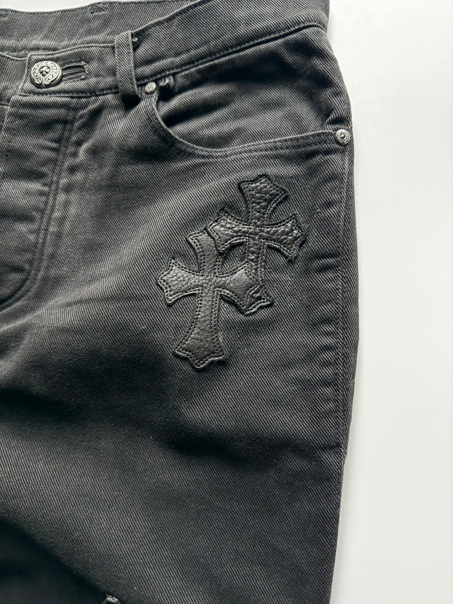 Chrome Hearts Fleur Knee Cross Patch Jeans