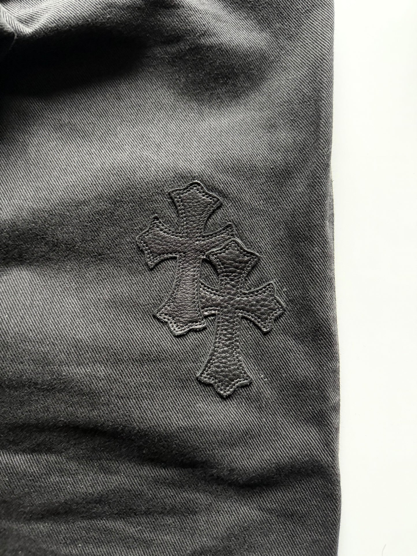 Chrome Hearts Fleur Knee Cross Patch Jeans