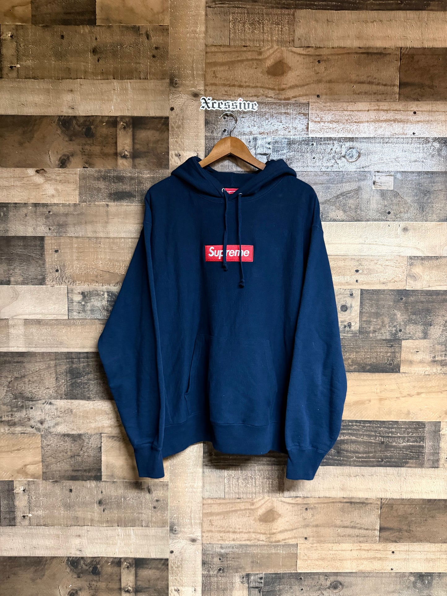 Supreme Navy Box Logo Hoodie