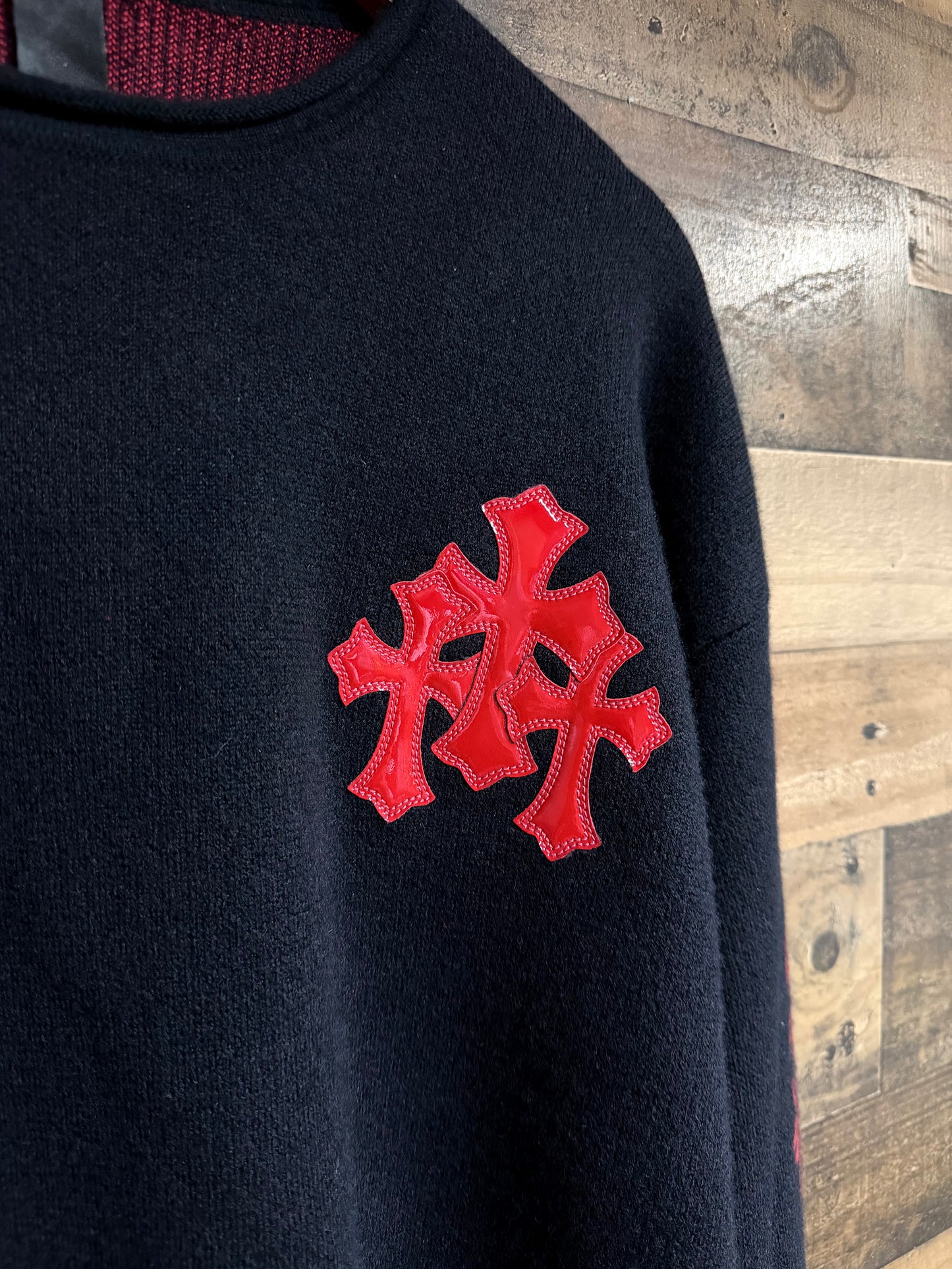 Chrome Hearts Red Cross Patch Cashmere Sweater