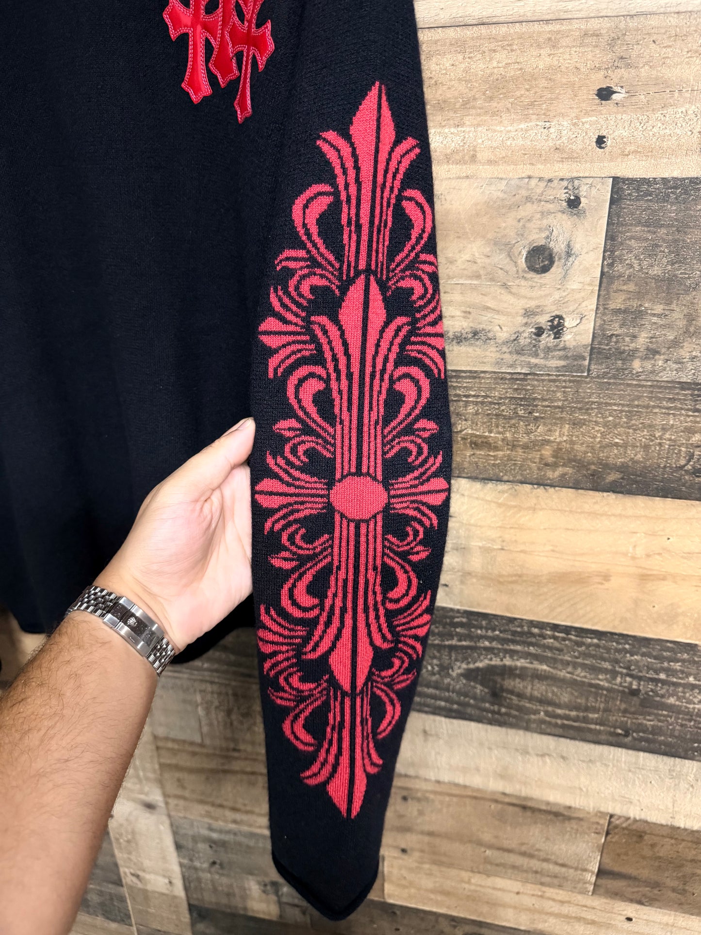 Chrome Hearts Red Cross Patch Cashmere Sweater