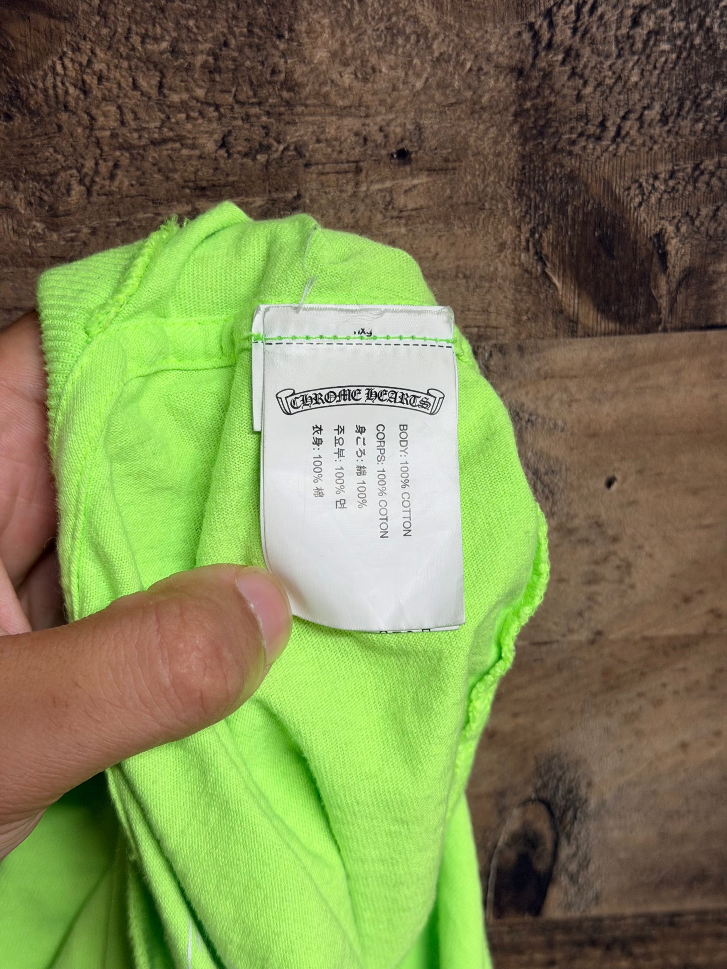 Chrome Hearts Neon Green Flames Long Sleeve Tee