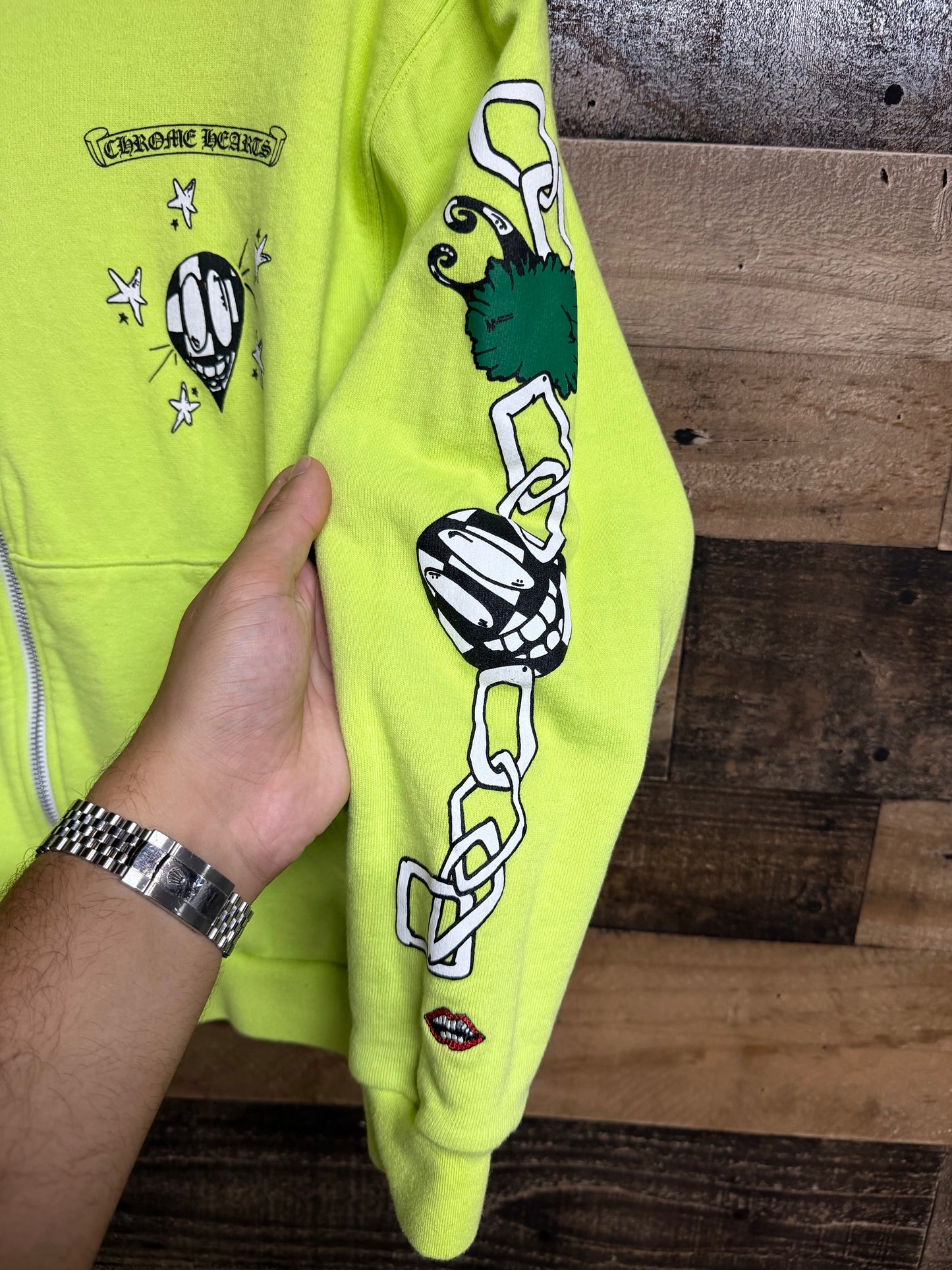 Chrome Hearts Matty Boy Link Zip Up Thermal Hoodie