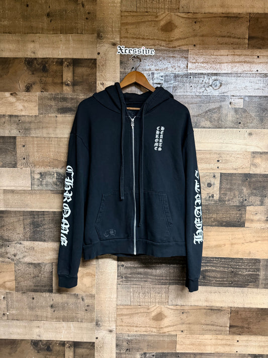 Chrome Hearts Vertical Logo Zip Up Hoodie