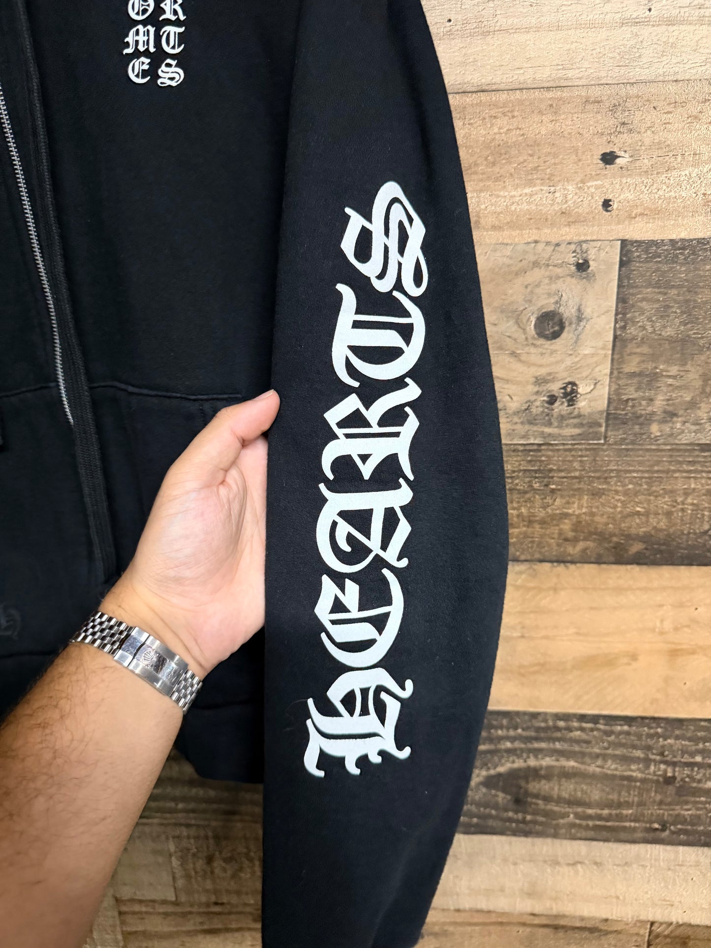 Chrome Hearts Vertical Logo Zip Up Hoodie
