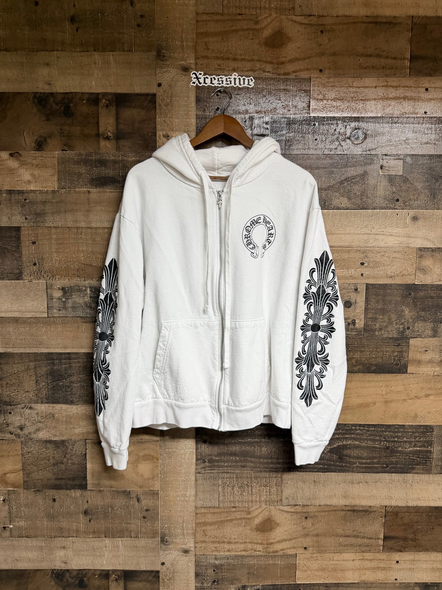 Chrome Hearts White Floral Zip Up Hoodie