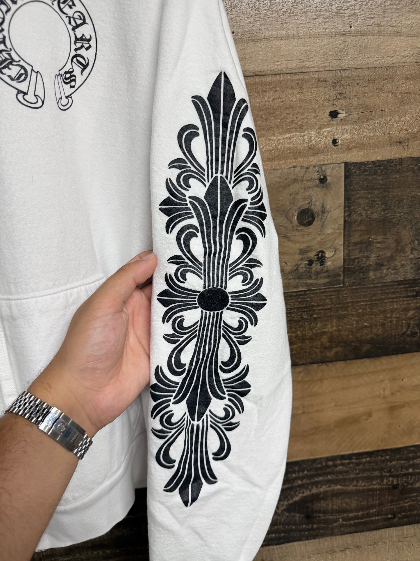 Chrome Hearts White Floral Zip Up Hoodie