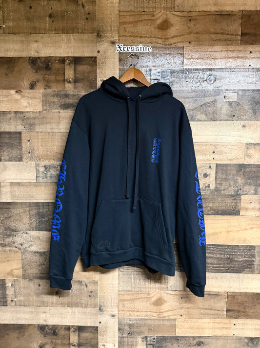 Chrome Hearts Black Blue Vertical Logo Hoodie