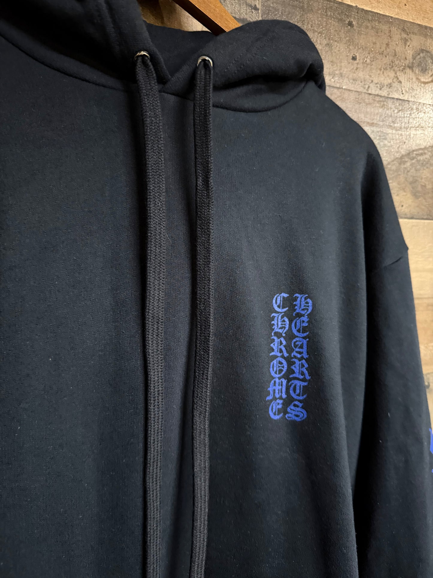Chrome Hearts Black Blue Vertical Logo Hoodie