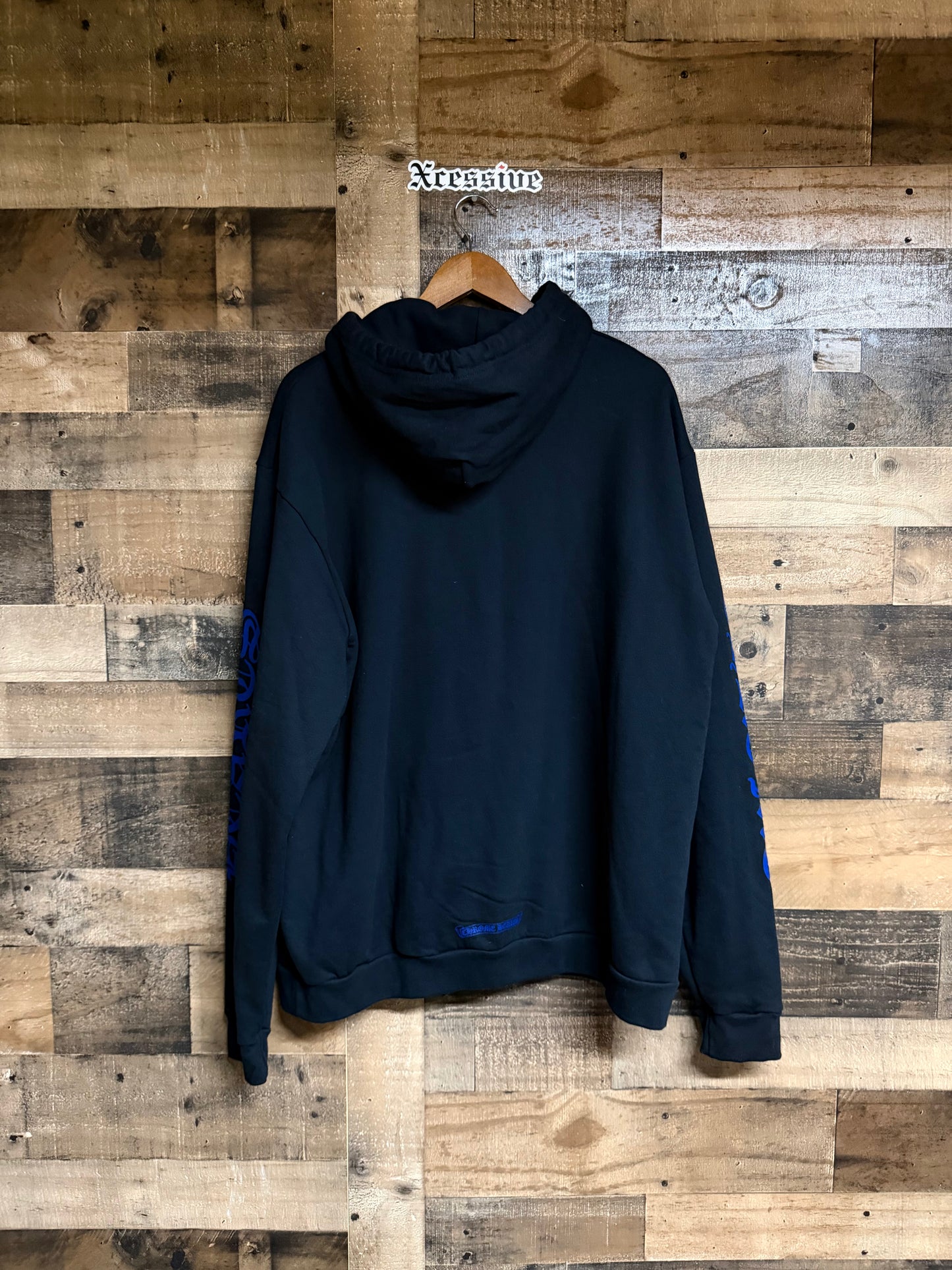 Chrome Hearts Black Blue Vertical Logo Hoodie