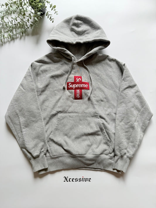Supreme Cross Box Logo Hoodie Heather Grey