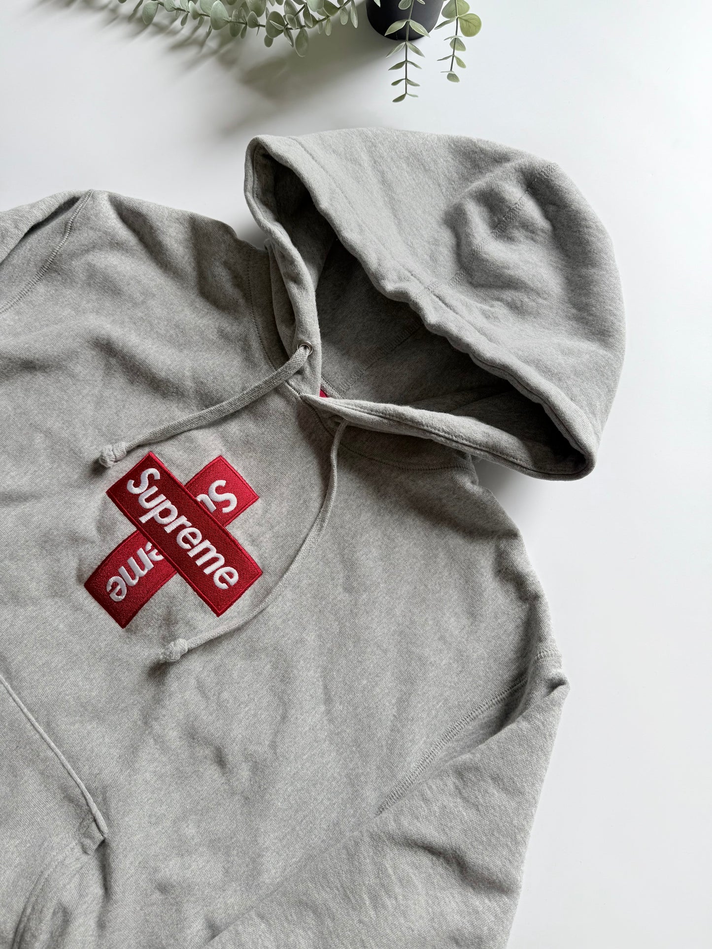 Supreme Cross Box Logo Hoodie Heather Grey