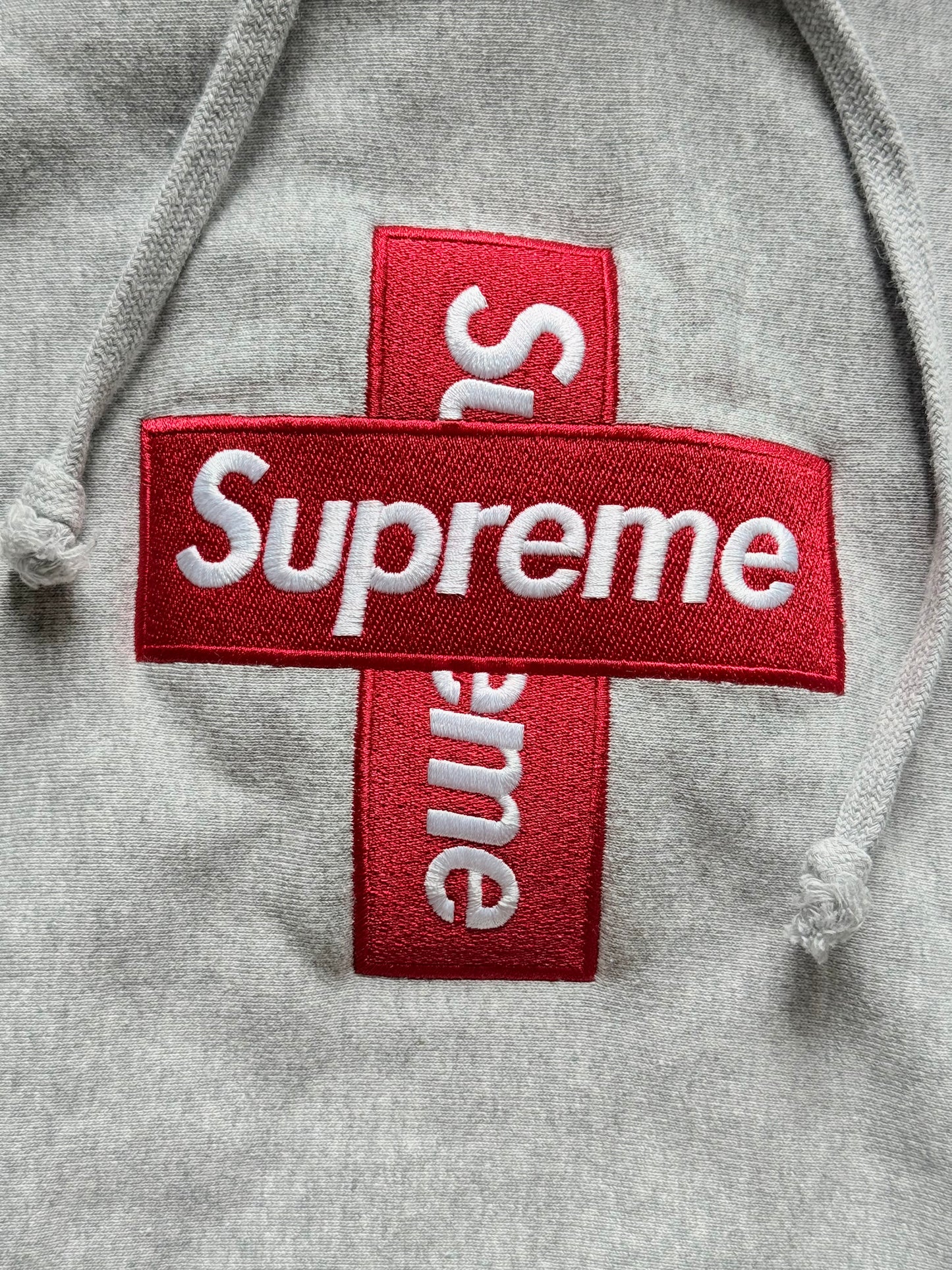 Supreme Cross Box Logo Hoodie Heather Grey