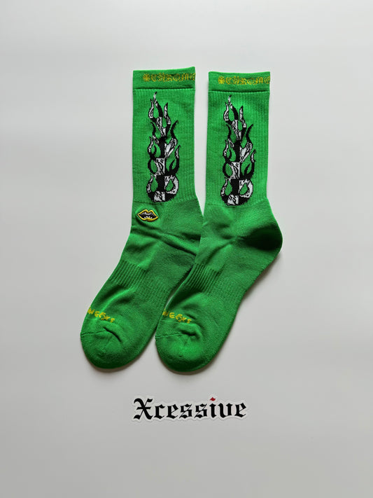 Chrome Hearts Matty Boy Green Flames Socks