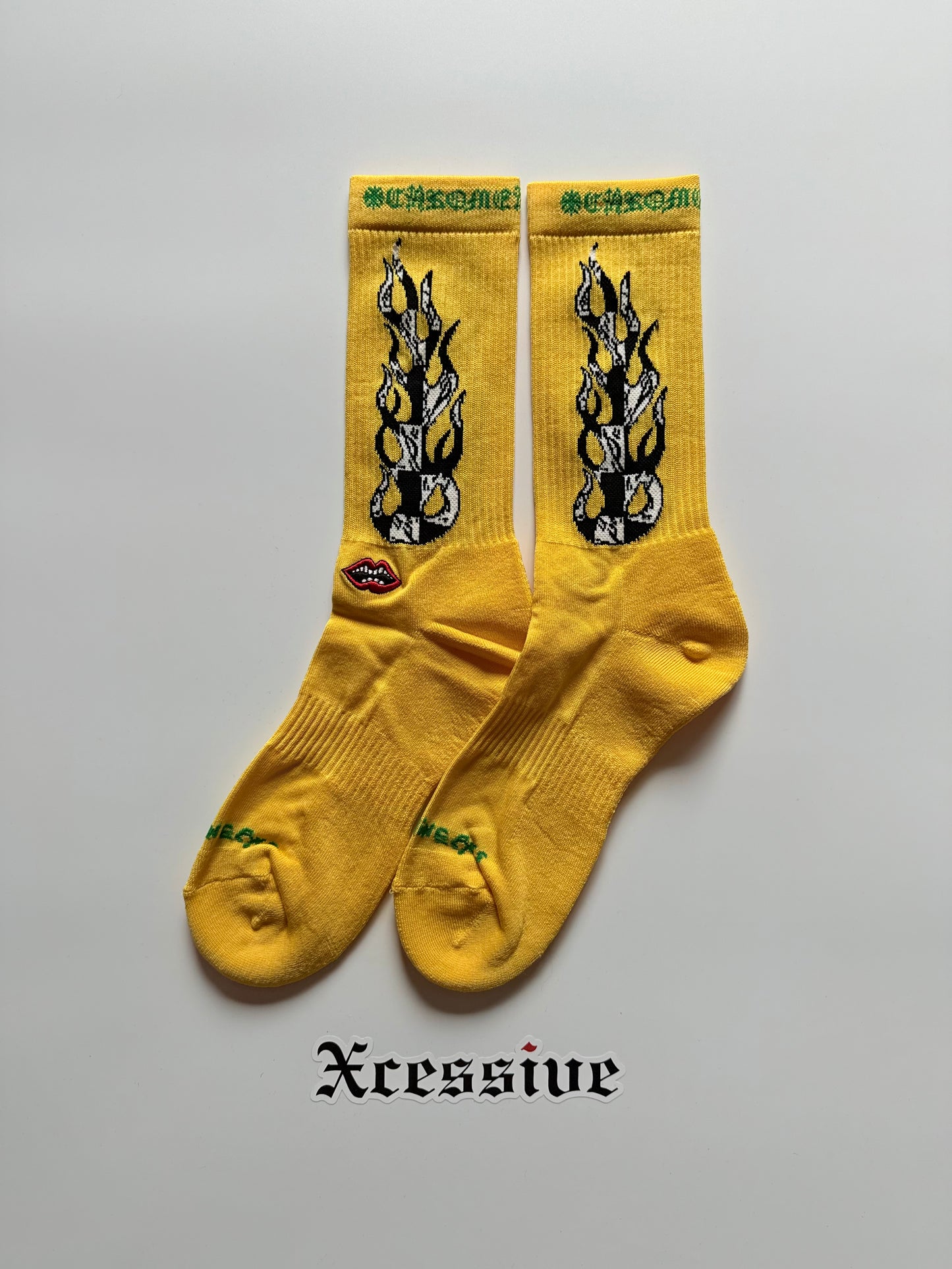Chrome Hearts Matty Boy Yellow Flames Socks