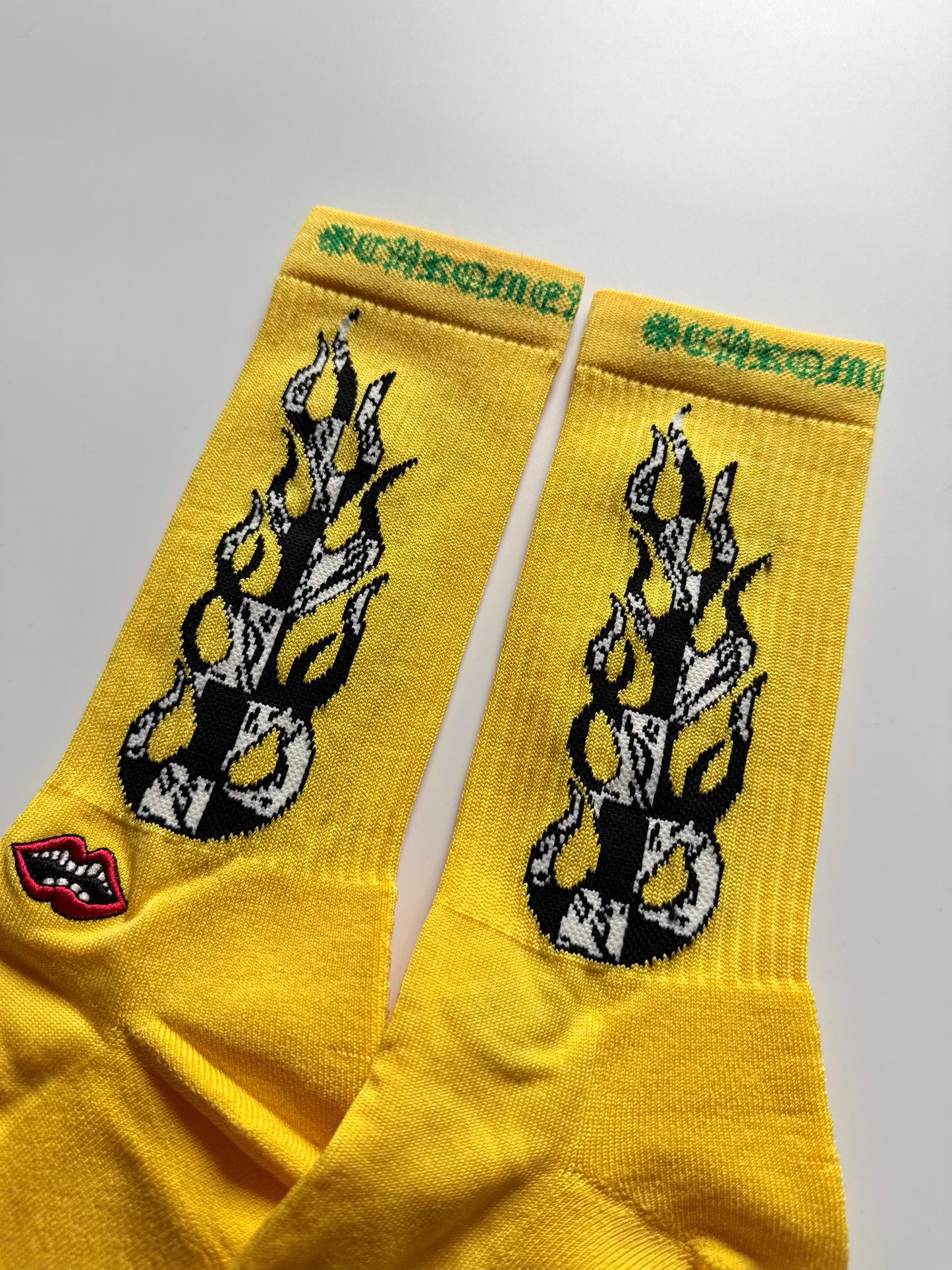 Chrome Hearts Matty Boy Yellow Flames Socks