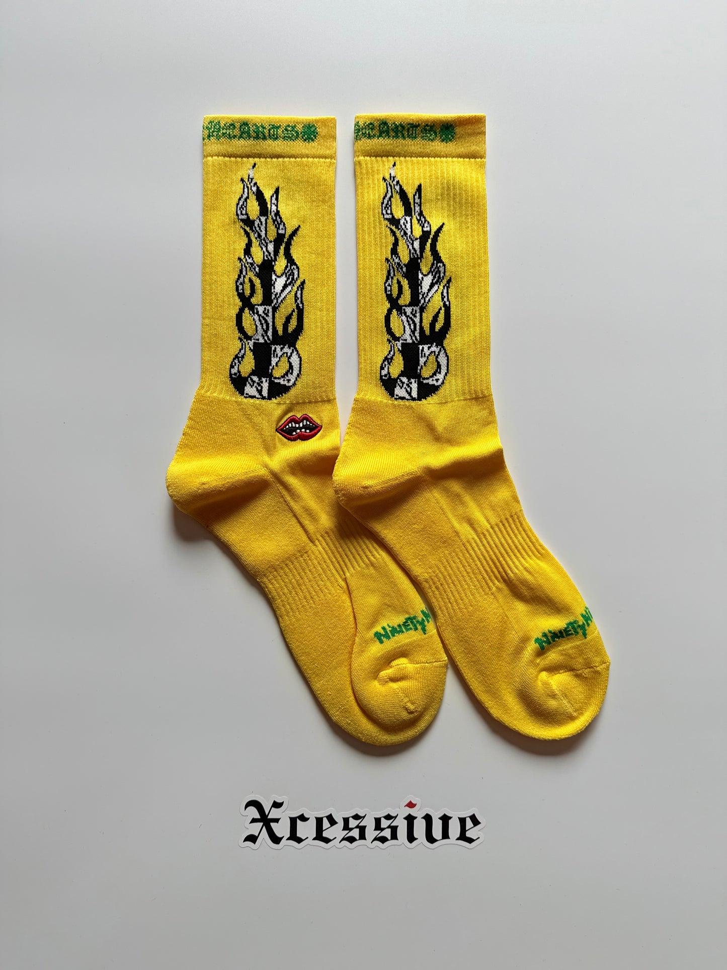 Chrome Hearts Matty Boy Yellow Flames Socks