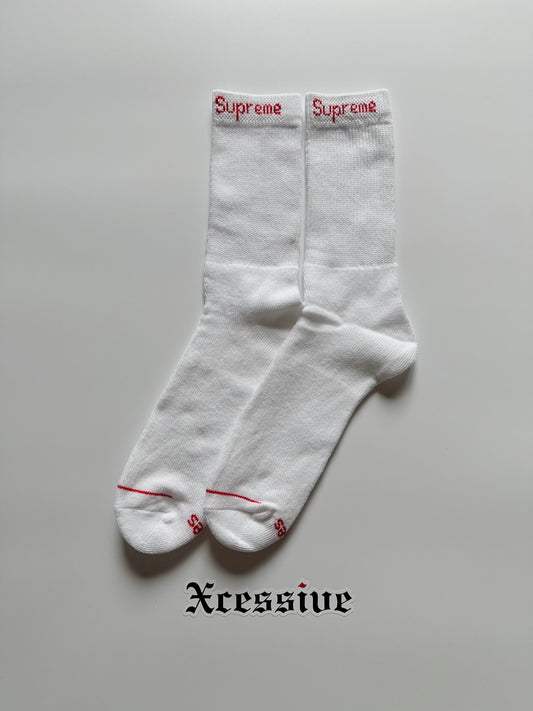 Supreme White Crew Socks