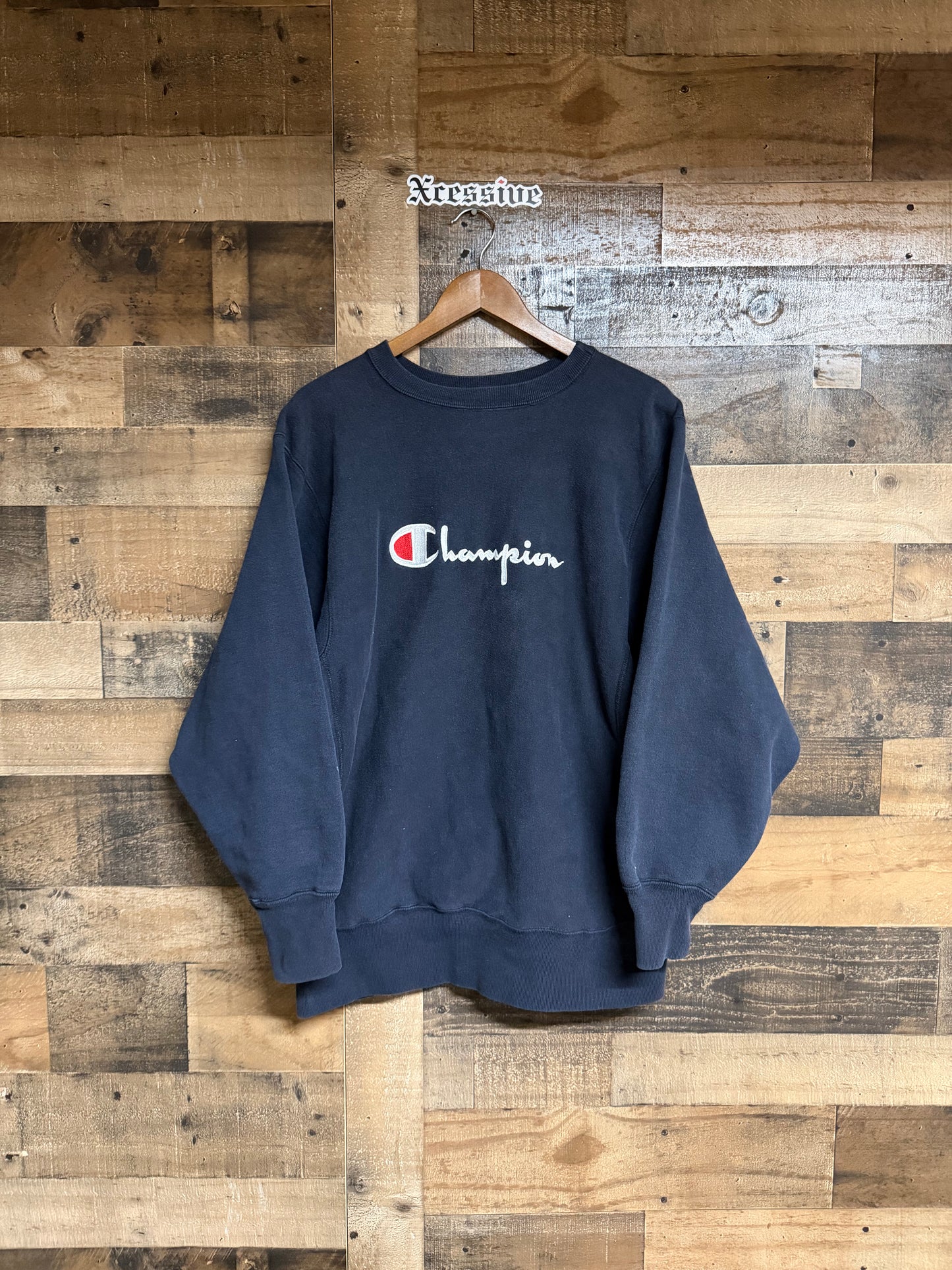 Vintage Champion Reverse Weave Navy Crewneck