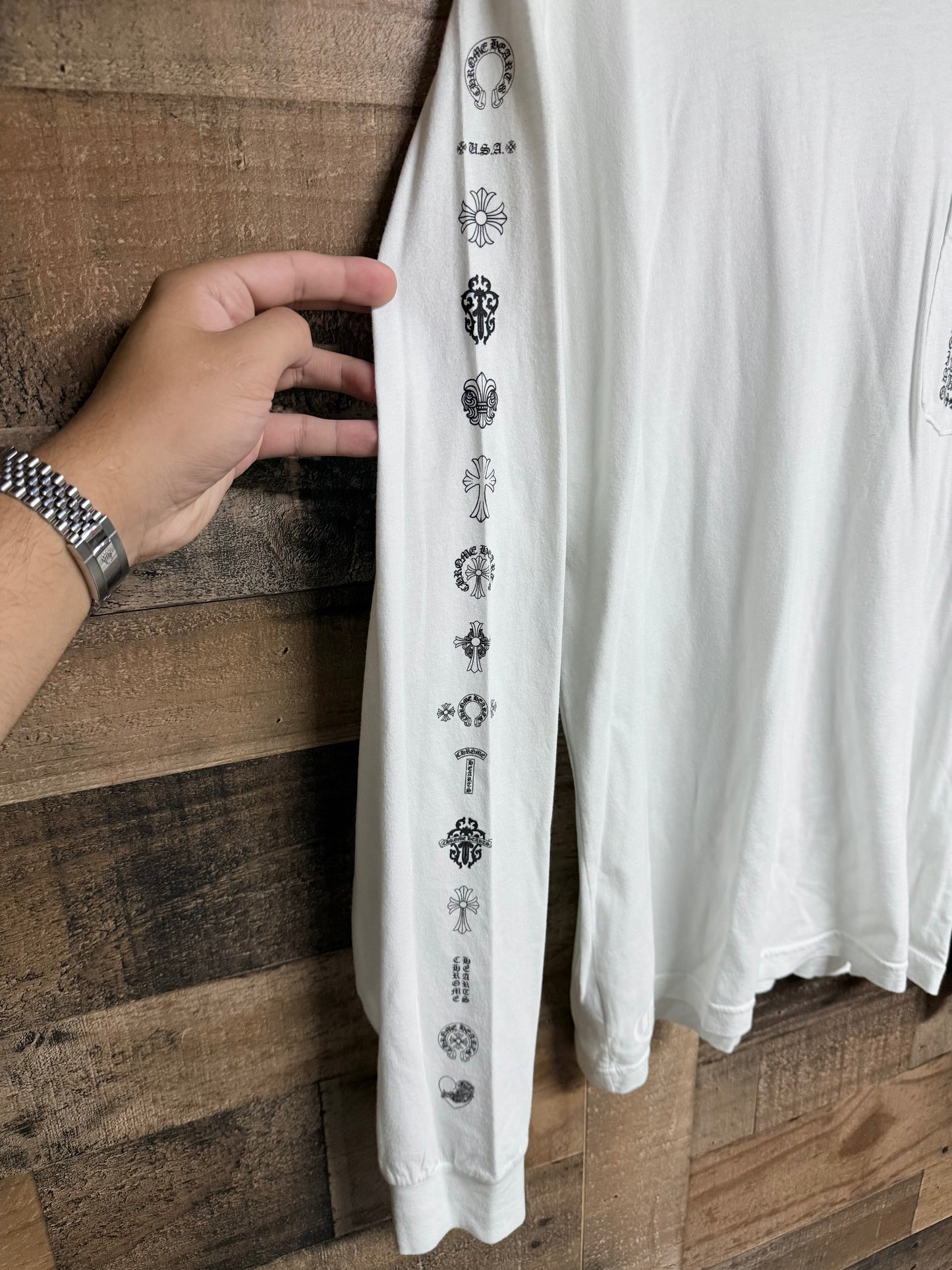 Chrome Hearts Multi Logo White Long Sleeve Tee