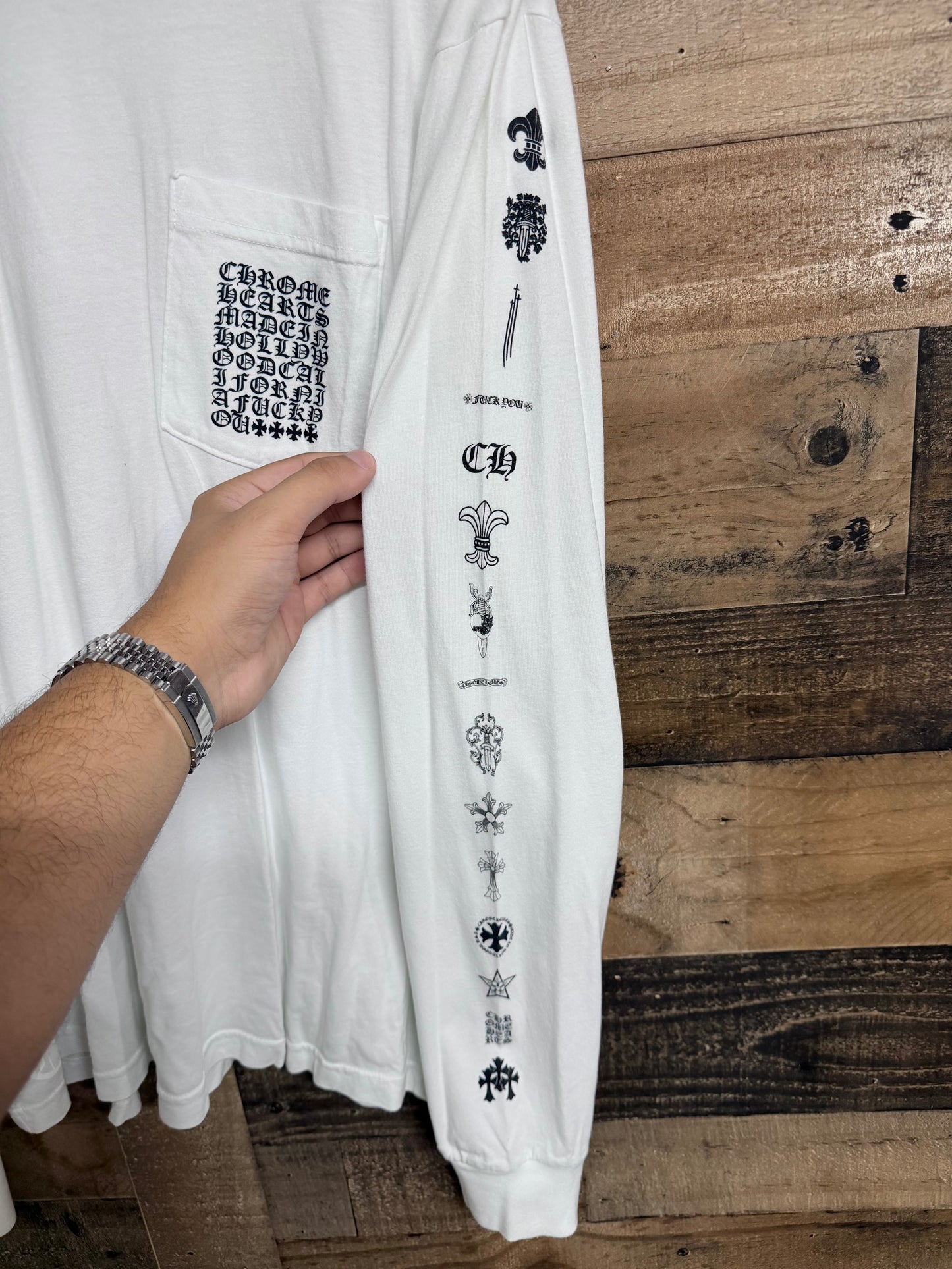 Chrome Hearts Multi Logo White Long Sleeve Tee