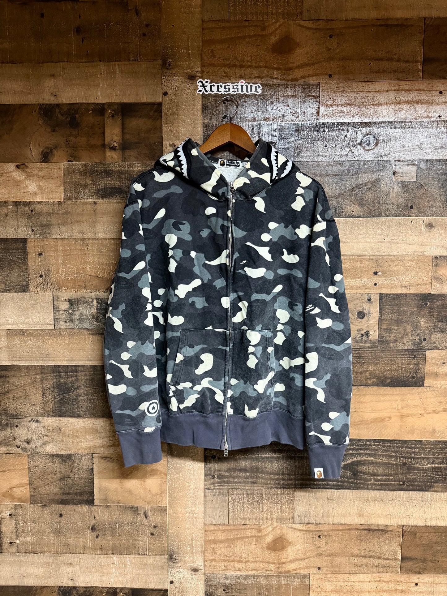 Bape Black City Camo Full-Zip Shark Hoodie