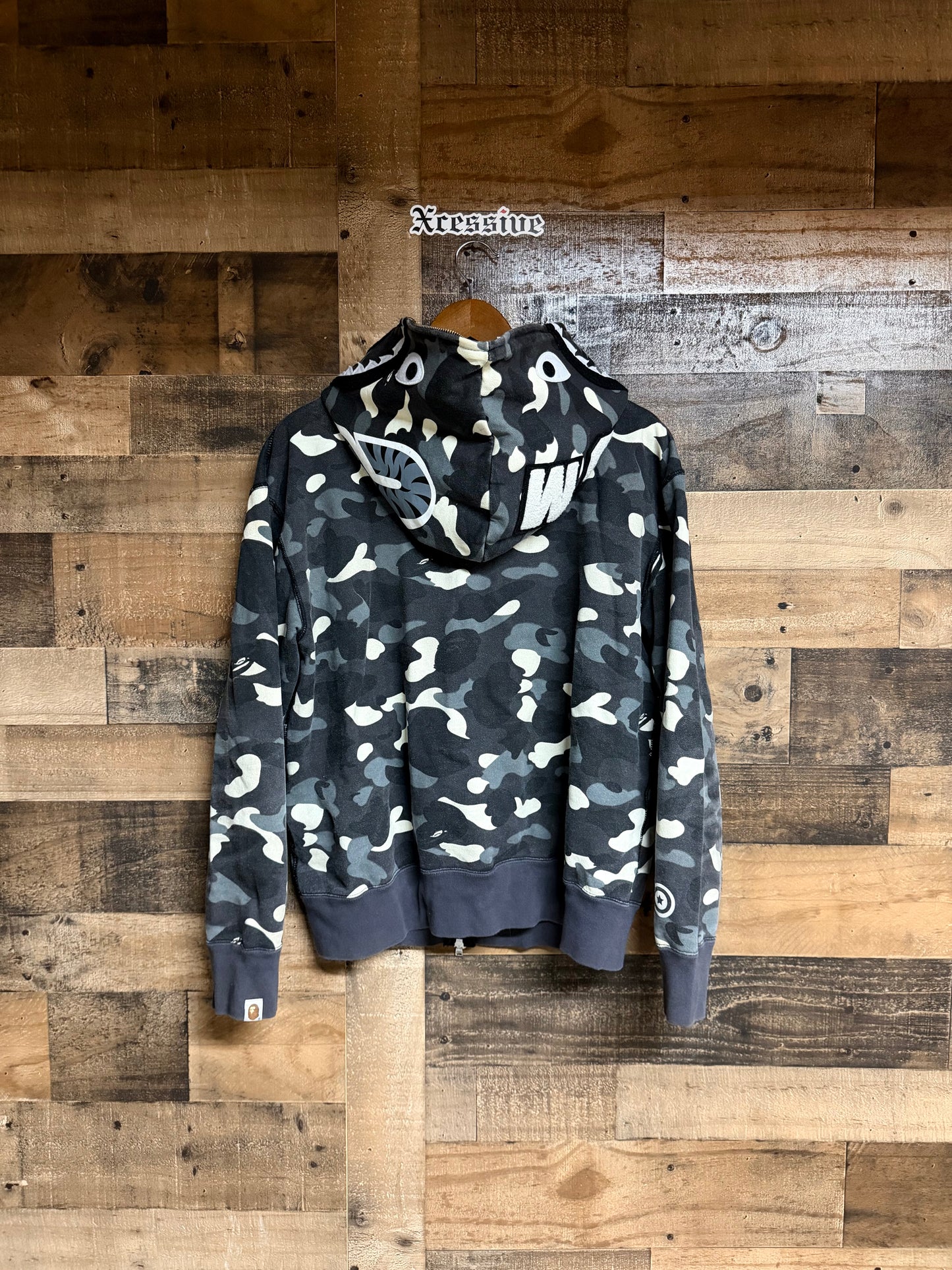 Bape Black City Camo Full-Zip Shark Hoodie