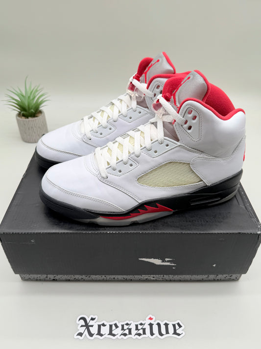 Jordan 5 Fire Red Silver Tongue