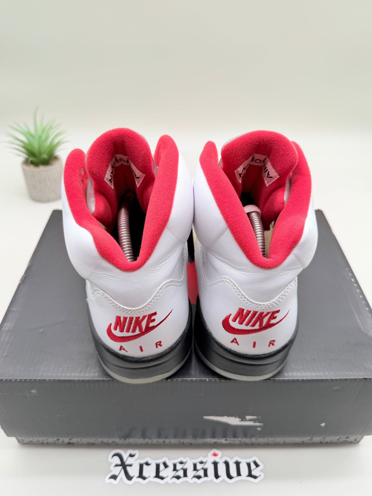 Jordan 5 Fire Red Silver Tongue