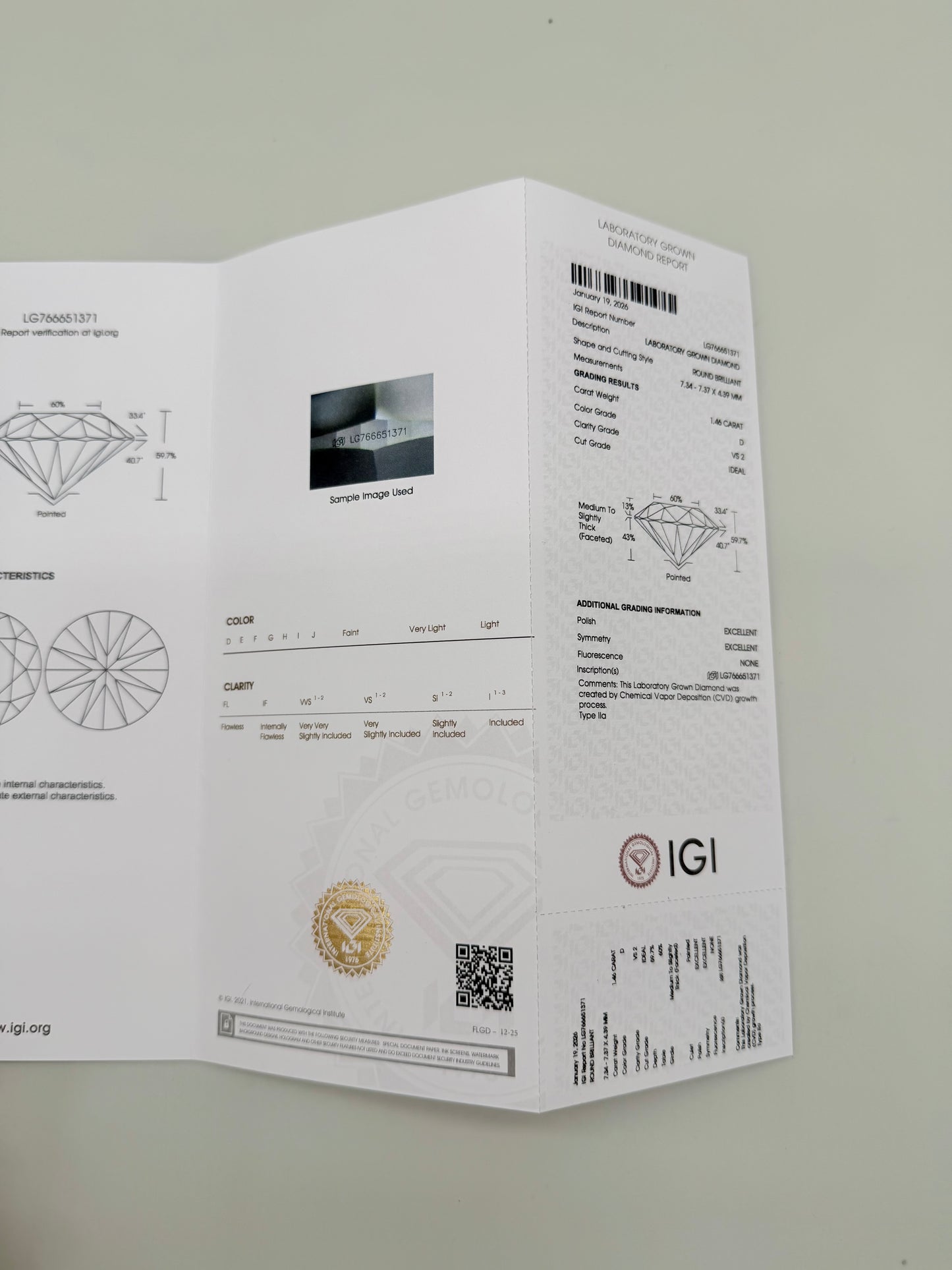 Lab Grown 1.46 Ct Round Diamond